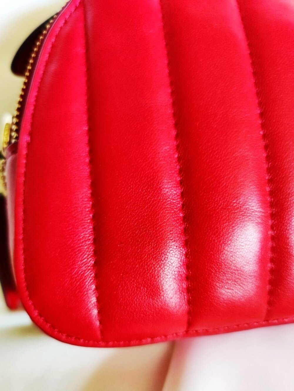 Coach Serena Mini Satchel with Linear Quilted Nappa Leather in Electric Red, EUC - Picture 6 of 12